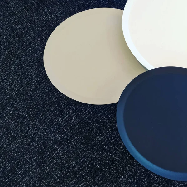 stock image Set of round tables on a carpet floor