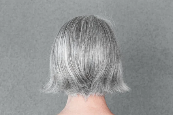 Woman with beautiful natural gray hair — Stock Photo, Image