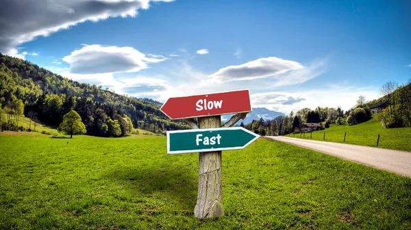 Street Sign to Fast versus Slow — Stock Photo, Image