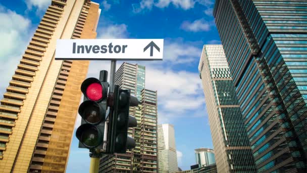 Street Sign Vägen Till Investor — Stockvideo