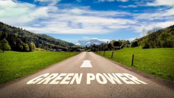 Street Sign Way Green Power — Stock Video