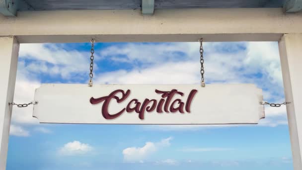 Señal Callejera Camino Capital — Vídeo de stock