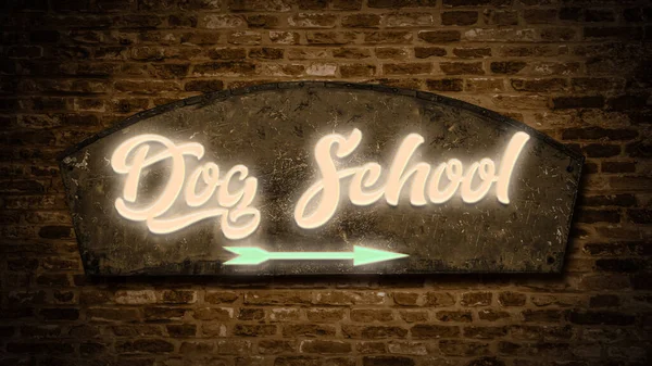 Utcanévtábla kutya iskola — Stock Fotó