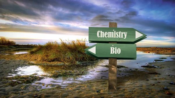 Οδός σύμβολο Bio έναντι χημείας — Φωτογραφία Αρχείου