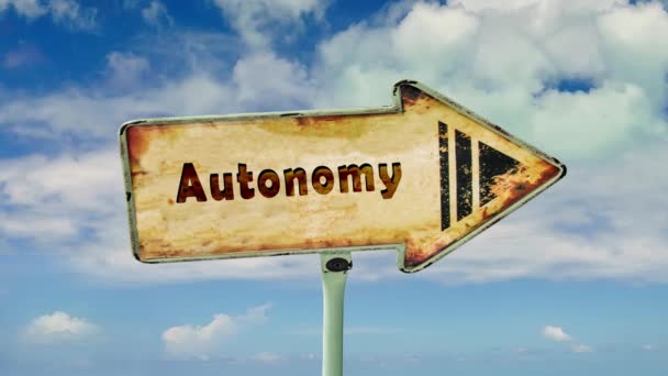 Street Sign Way Autonomy — Stock Video