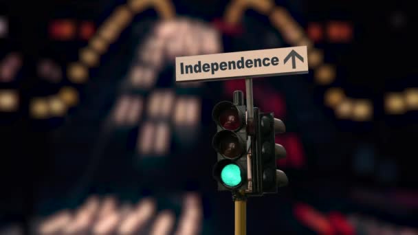 Street Sign Weg Naar Onafhankelijkheid — Stockvideo