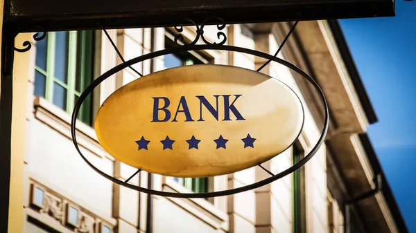 Street Sign to Bank — Stock Photo, Image