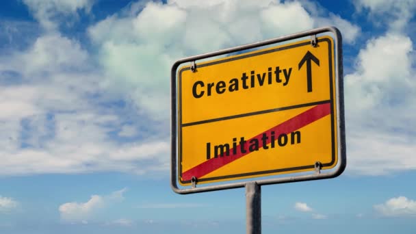 Rua Assine Caminho Para Criatividade Imitação — Vídeo de Stock