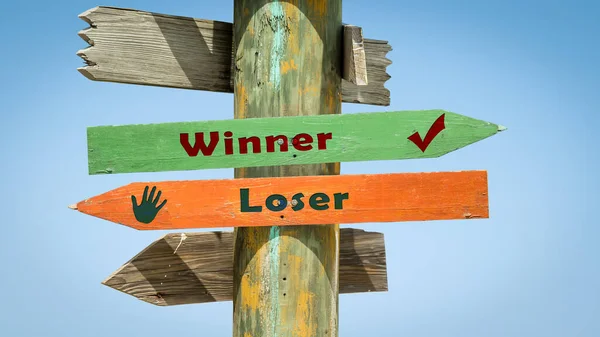 Street Sign to Winner versus Loser — Stock Photo, Image