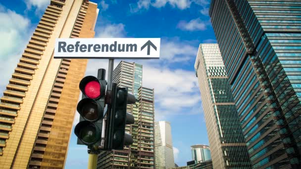 Street Sign Way Referendum — Stockvideo