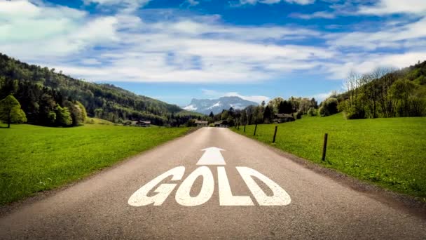 Rua Assine Caminho Para Ouro — Vídeo de Stock