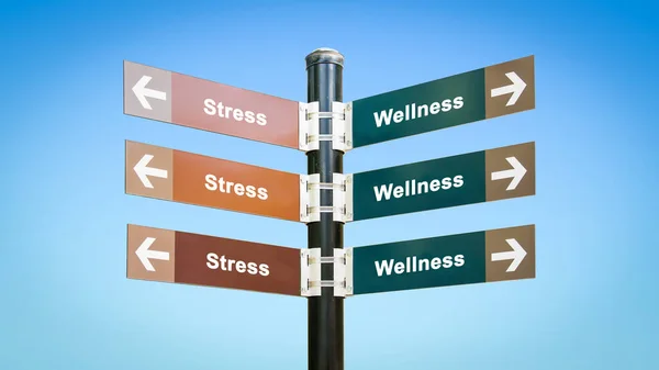 Street Sign to Wellness versus Stress — Stock Photo, Image