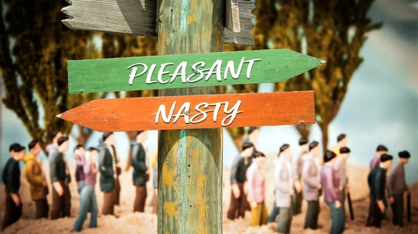 Sokak İşareti Pleasant karşı Nasty — Stok fotoğraf