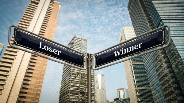 Sinal de rua para vencedor versus perdedor — Fotografia de Stock