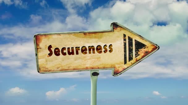 Gata Underteckna Vägen Till Secureness — Stockvideo