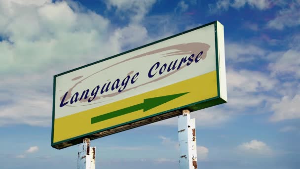 Street Sign Way Language Course — Stockvideo