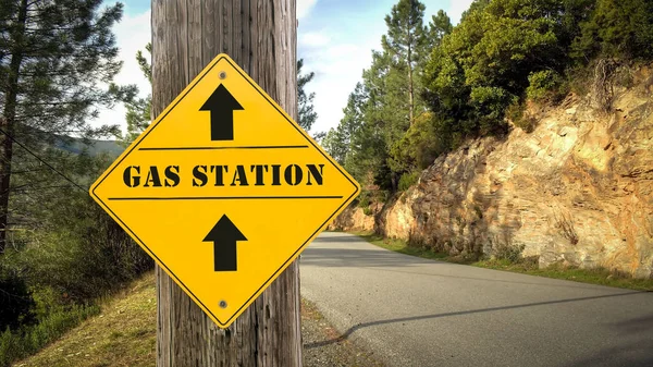 Street Sign to Gas Station — Stock Photo, Image