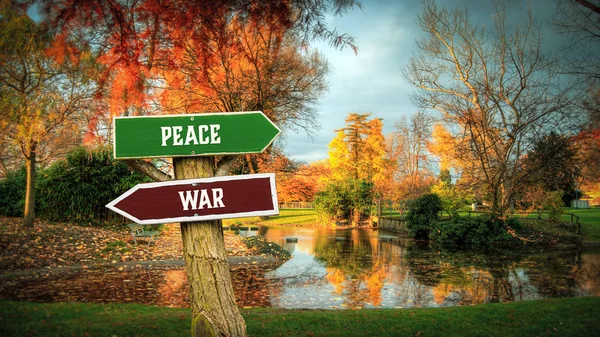 Street Sign to Peace versus War — Stock Photo, Image