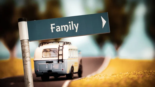 Straßenschild an Familie — Stockfoto