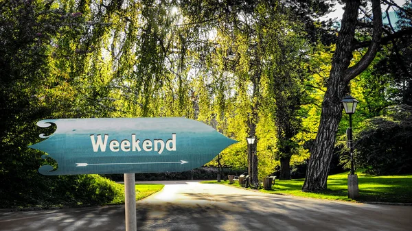 Straatnaambord aan Weekend — Stockfoto