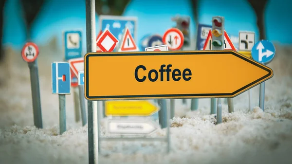 Straatnaambord aan koffie — Stockfoto