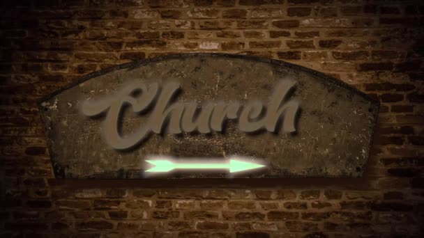 Street Sign Way Church — Stock Video