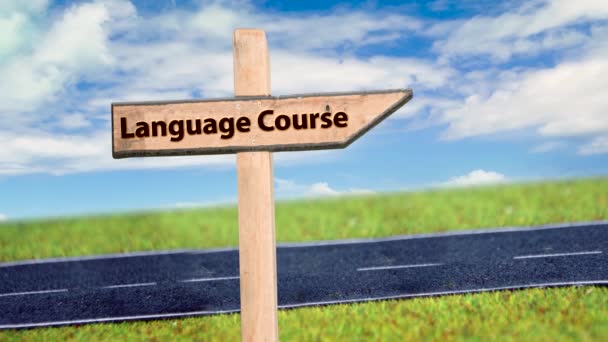 Street Sign Way Language Course — Αρχείο Βίντεο