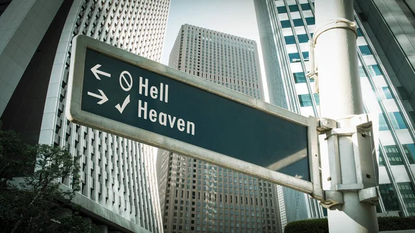 Straatnaambord hemel en hel — Stockfoto