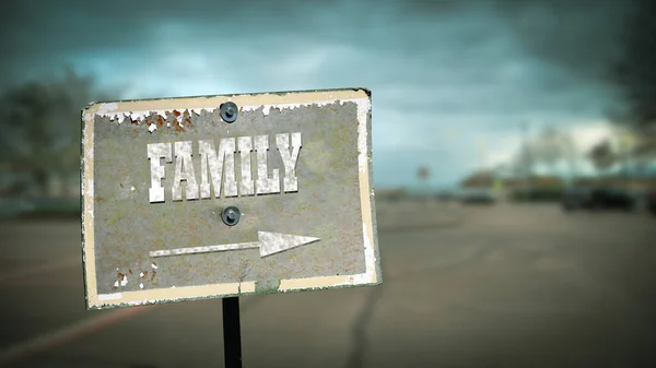 Straßenschild an Familie — Stockfoto