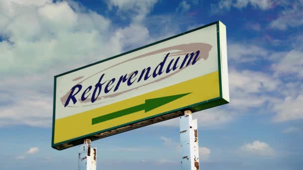 Вуличний Знак Шлях Референдуму — стокове відео