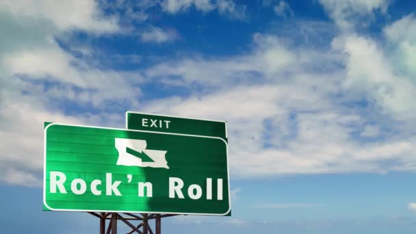 Street Sign Weg Naar Rockn Roll — Stockvideo