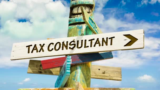 Street Sign Way Tax Consultant — Stockvideo