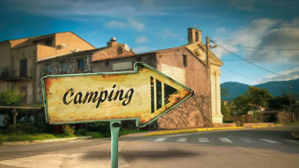 キャンプに道路標識 — ストック写真