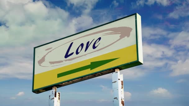 Street Sign Way Love — Stockvideo