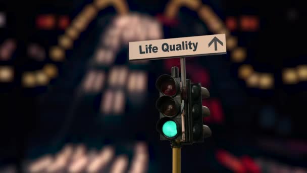 Street Sign Way Life Quality — Stock Video