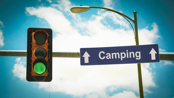 Straatnaambord op Camping — Stockfoto