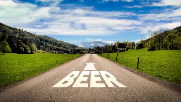 Street Sign Drinking Beer — Stock Video