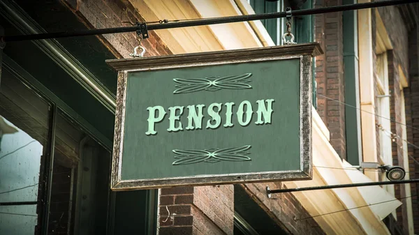 Straatnaambord aan Pension — Stockfoto