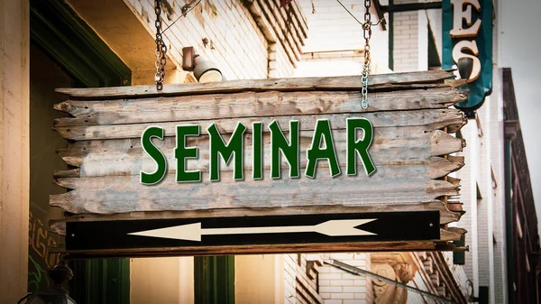 Street Sign to Seminar — Stock Photo, Image