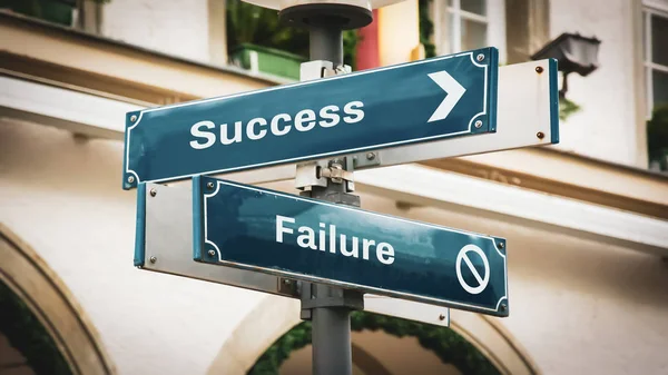 Straatnaambord naar succes versus fout — Stockfoto