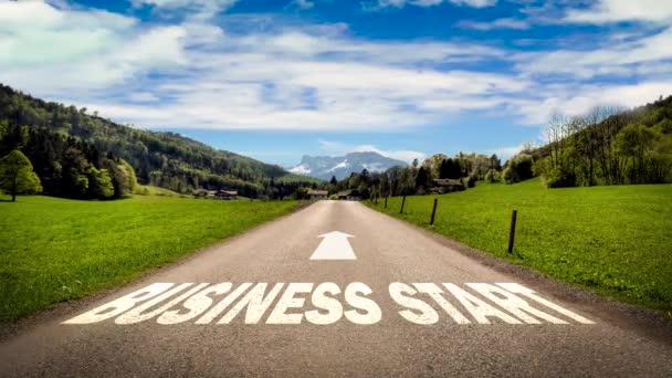 Street Sign Way Business Start — Stockvideo