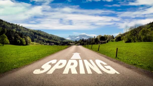 Street Sign Strada Primavera — Video Stock