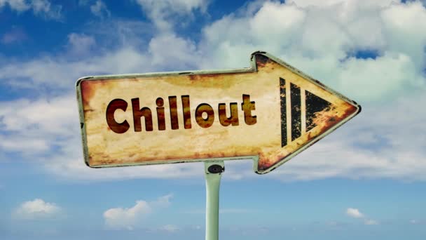 Street Sign Weg Naar Chillout — Stockvideo