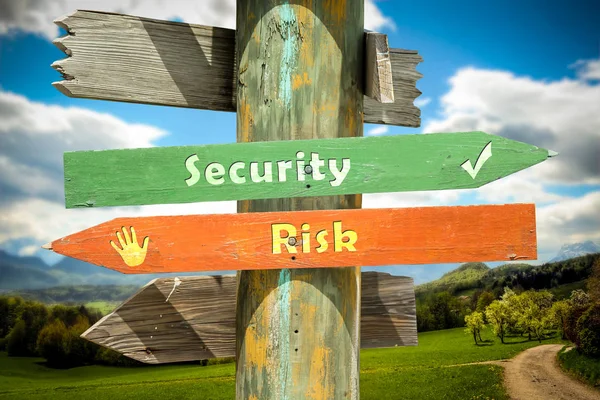 stock image Street Sign to Security versus Risk