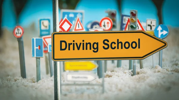 Street Sign DRIVING SCHOOL — Stock Photo, Image