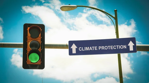 Sinal de rua para proteção climática — Fotografia de Stock