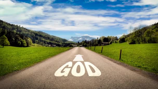 Gata Underteckna Vägen Till Gud — Stockvideo