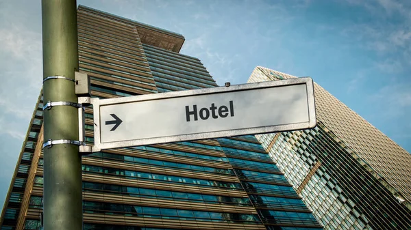 Straßenschild zum Hotel — Stockfoto