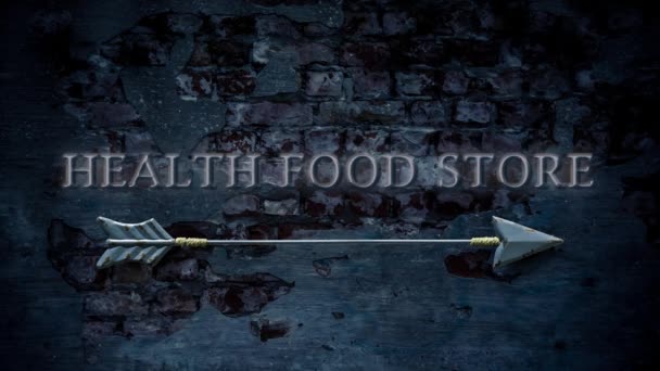 Ulica Podpisz Drogę Sklepu Zdrową Żywnością — Wideo stockowe