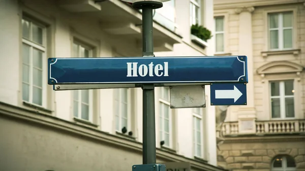 Ulica znak do hotelu — Zdjęcie stockowe